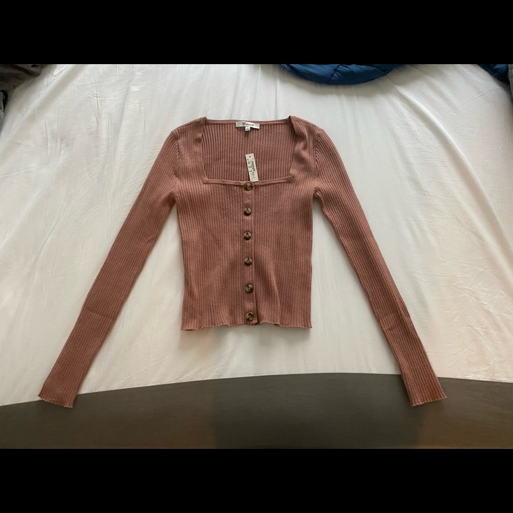 Madewell Rousseau Square Neck Crop Cardigan Top
